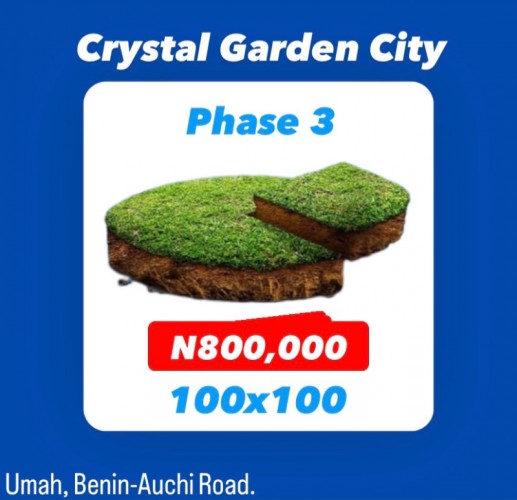100x100 PLOT. Phase 3 Crystal Garden City Estate.