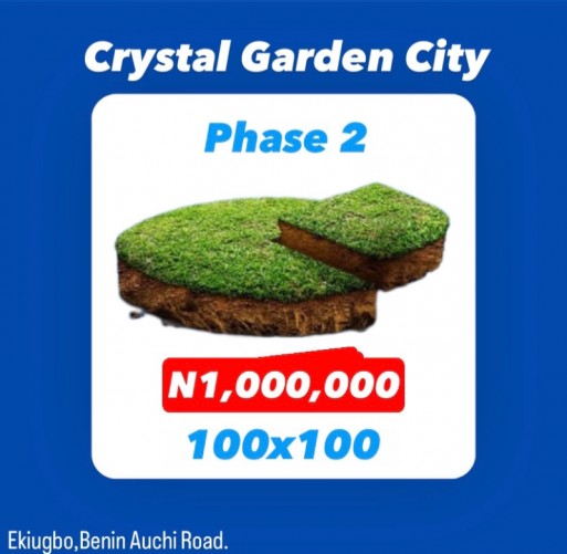 100x100 PLOT. Phase 2 Crystal Garden City Estate.